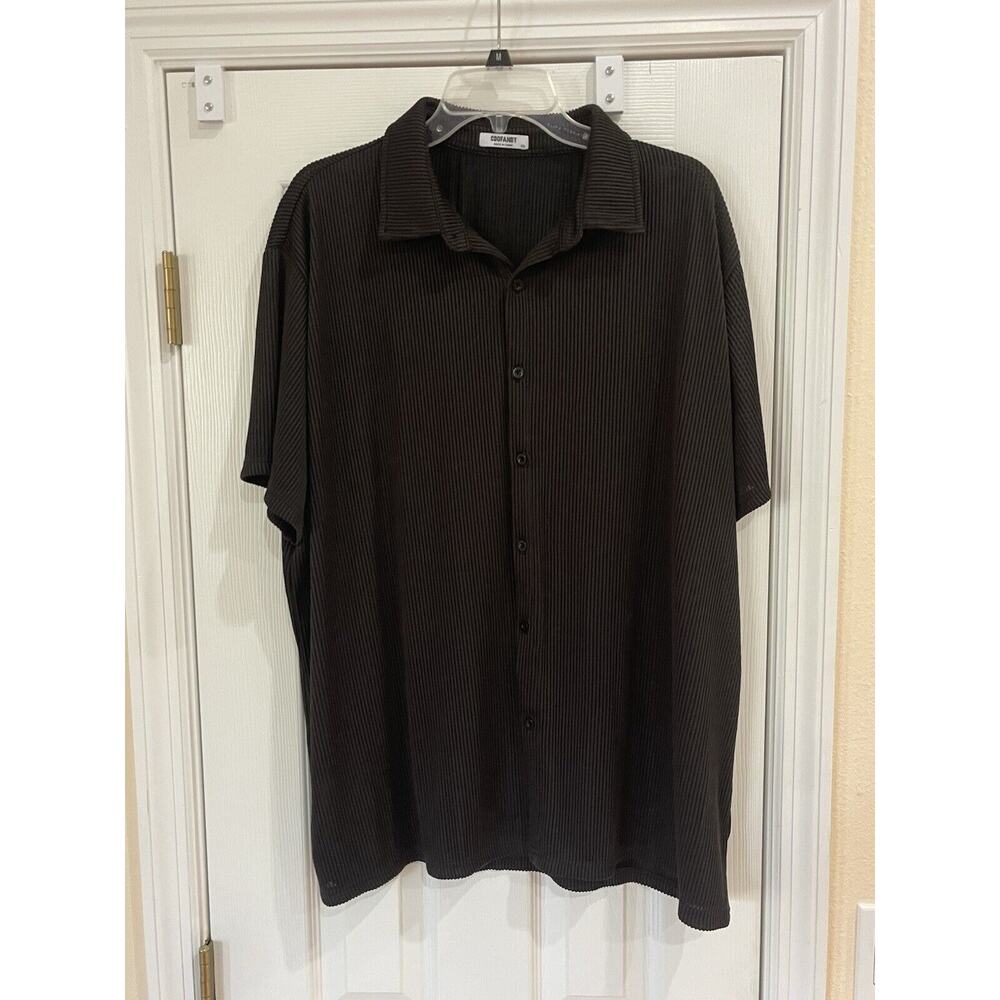 Coofandy Men’s Black Short Sleeve Button Up Shirt Size 2XL